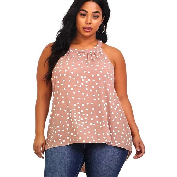 Torrid Womens Georgette Taupe White Polka Dot Plus Size 4 - Picture 8 of 9